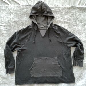 Aerie Oversized Broken-In Hoodie Gray Fleece Cozy Pullover Womens Size XL